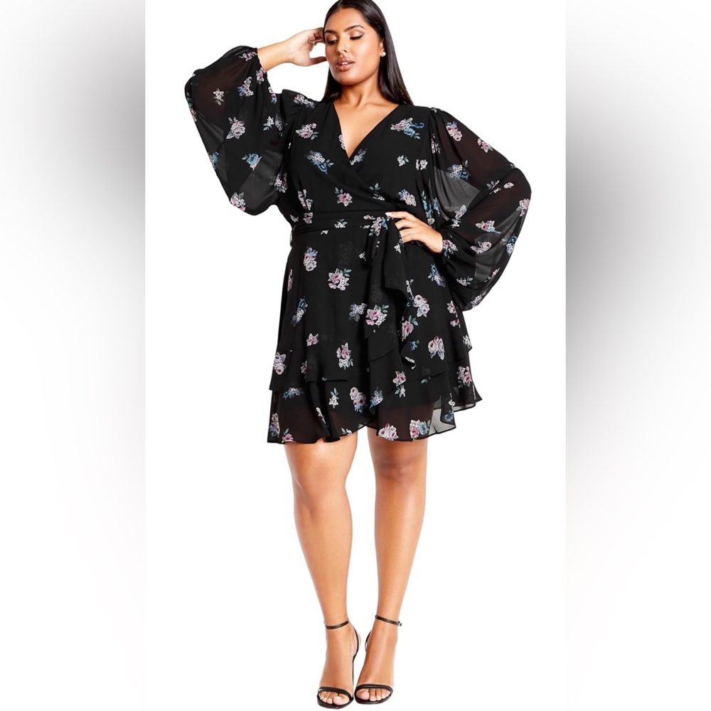 City Chic Black Floral Jemina Vintage Rosebud